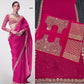 Heavy Faux Georgette Saree with Sequin Work, Mirror Lace Border & Embroidered Blouse