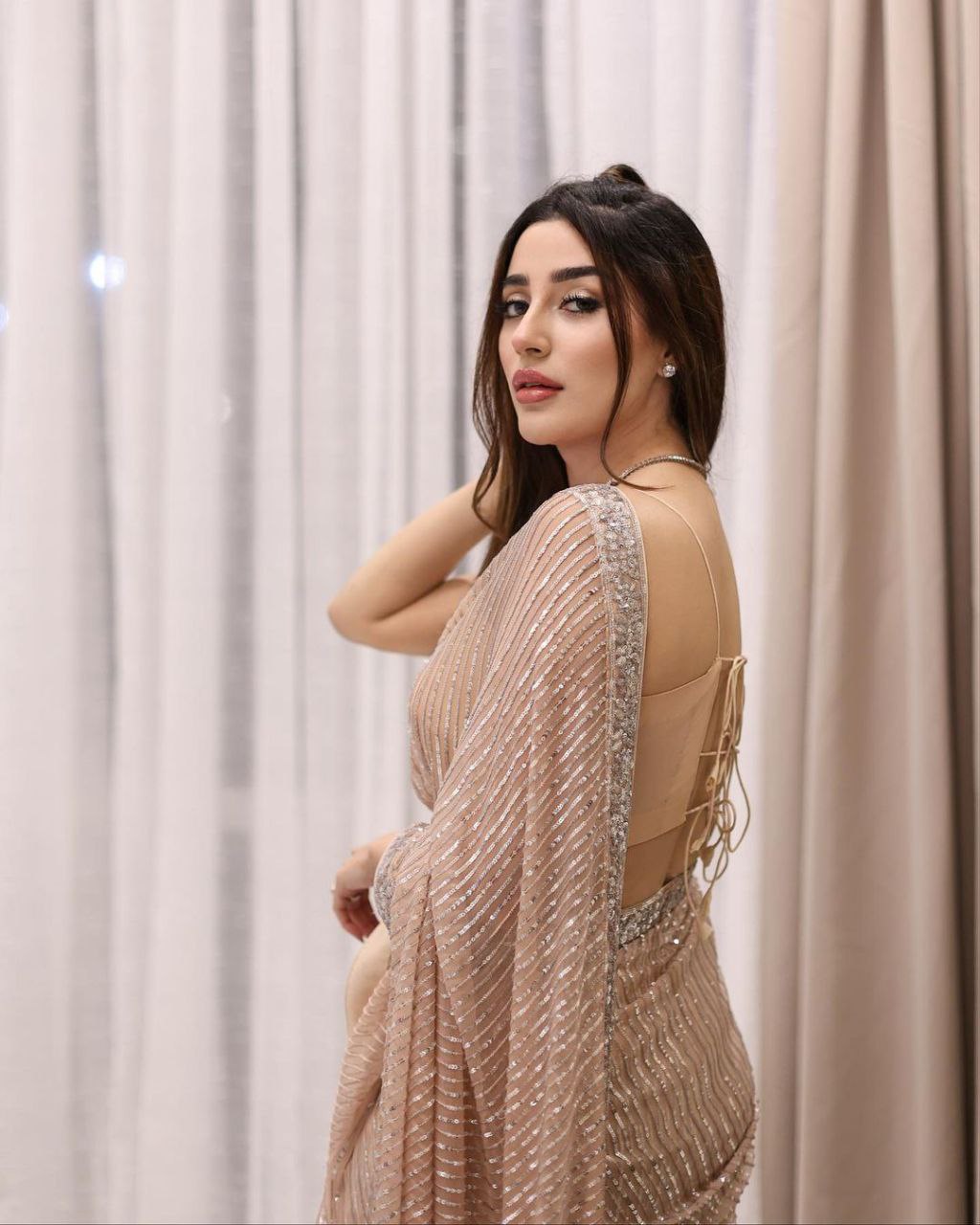 New Bollywood Blockbuster 3MM Sequins Georgette Saree with Silk Blouse | Premium Quality Embroidered Lace Border