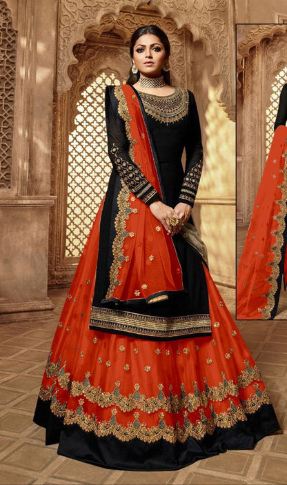 Premium Designer Floral Print Full Flared Anarkali Long Flared Kurta Kurti with Sharara and Dupatta Readymade 3 Peice Salwar Kameez Anarakali suit