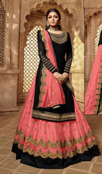 Premium Designer Floral Print Full Flared Anarkali Long Flared Kurta Kurti with Sharara and Dupatta Readymade 3 Peice Salwar Kameez Anarakali suit