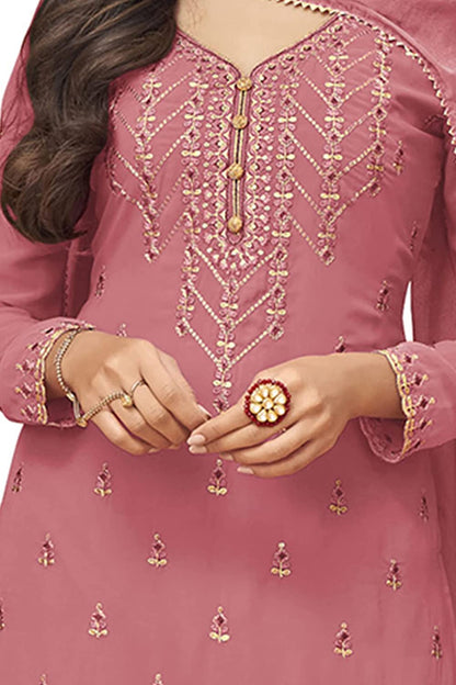 Amazing Georgette Thread Work Semi Stitched Sharara Plazzo Salwar Suit For Women