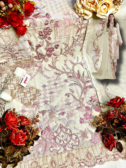 Women Pakistani Georgette With Sequine Embroidery work Semi Stitched Salwar Suit With Bottom & Dupatta