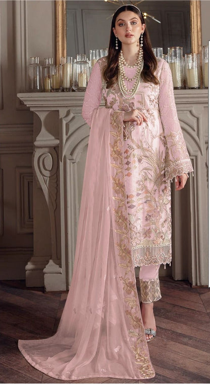 Women Pakistani Georgette With Sequine Embroidery work Semi Stitched Salwar Suit With Bottom & Dupatta