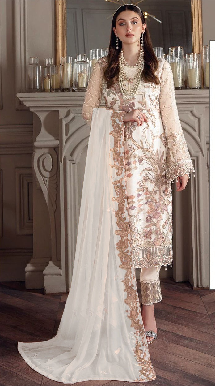 Women Pakistani Georgette With Sequine Embroidery work Semi Stitched Salwar Suit With Bottom & Dupatta