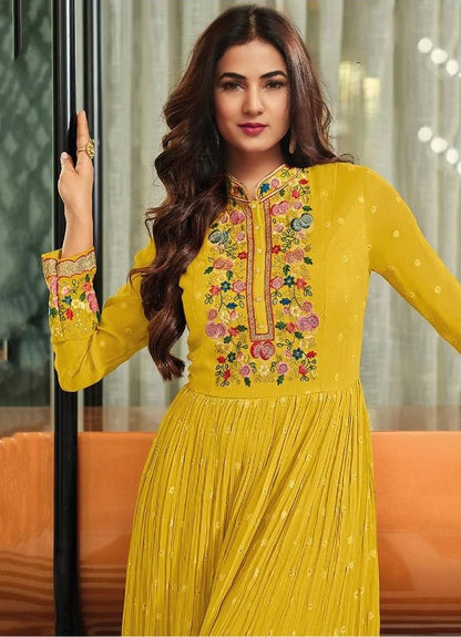 HEAVY FAUX GEORGETTE WITH EMBROIDERY SEQUENCE WORK ANARKALI GOWN