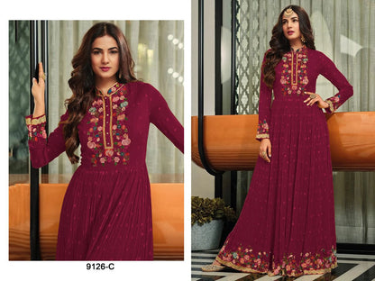 HEAVY FAUX GEORGETTE WITH EMBROIDERY SEQUENCE WORK ANARKALI GOWN
