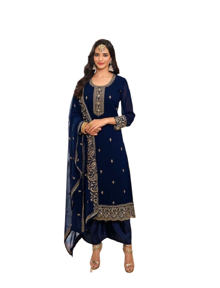 Pakistani/Indian Wear Heavy Embroidery Work Semi Stitched Salwar Kameez Dupatta Dress