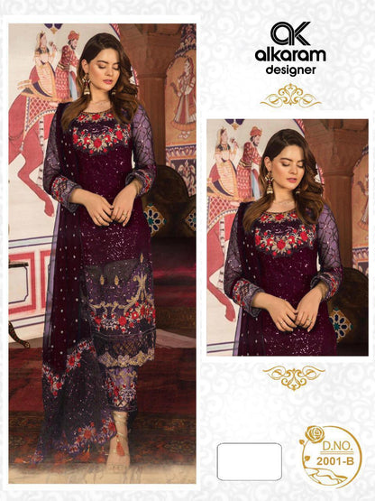 Women's Georgette Semi Stitched Embroidery and Sequence work Anarkali Salwar Suit With Bottom & Dupatta