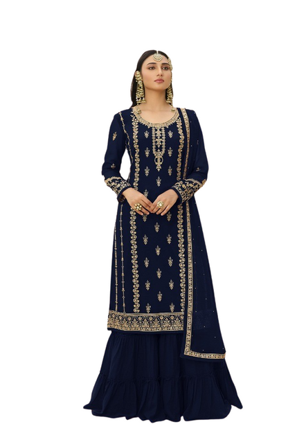 Women's Wear Pakistani Heavy Georgette Sharara Palazzo Stitched Salwar Kameez Suits