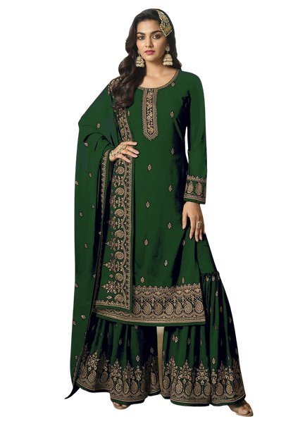 Embroidered Semi Stitched Georgette Salwar Suit Material For Wedding Functions