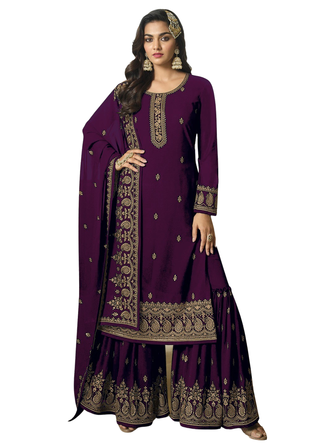 Embroidered Semi Stitched Georgette Salwar Suit Material For Wedding Functions
