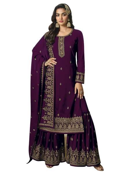 Embroidered Semi Stitched Georgette Salwar Suit Material For Wedding Functions