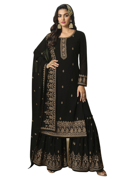 Embroidered Semi Stitched Georgette Salwar Suit Material For Wedding Functions
