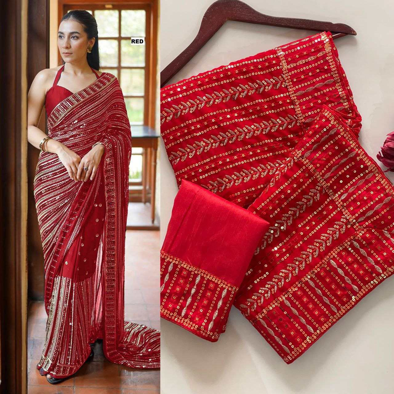 Bollywood glamour with our Dazzling Diva saree a masterpiece crafted from premium 60-gram heavy Georgette fabric
