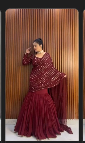 Women's  Premium Designer Party Wear Georgette Ready To Wear Lehenga Saree