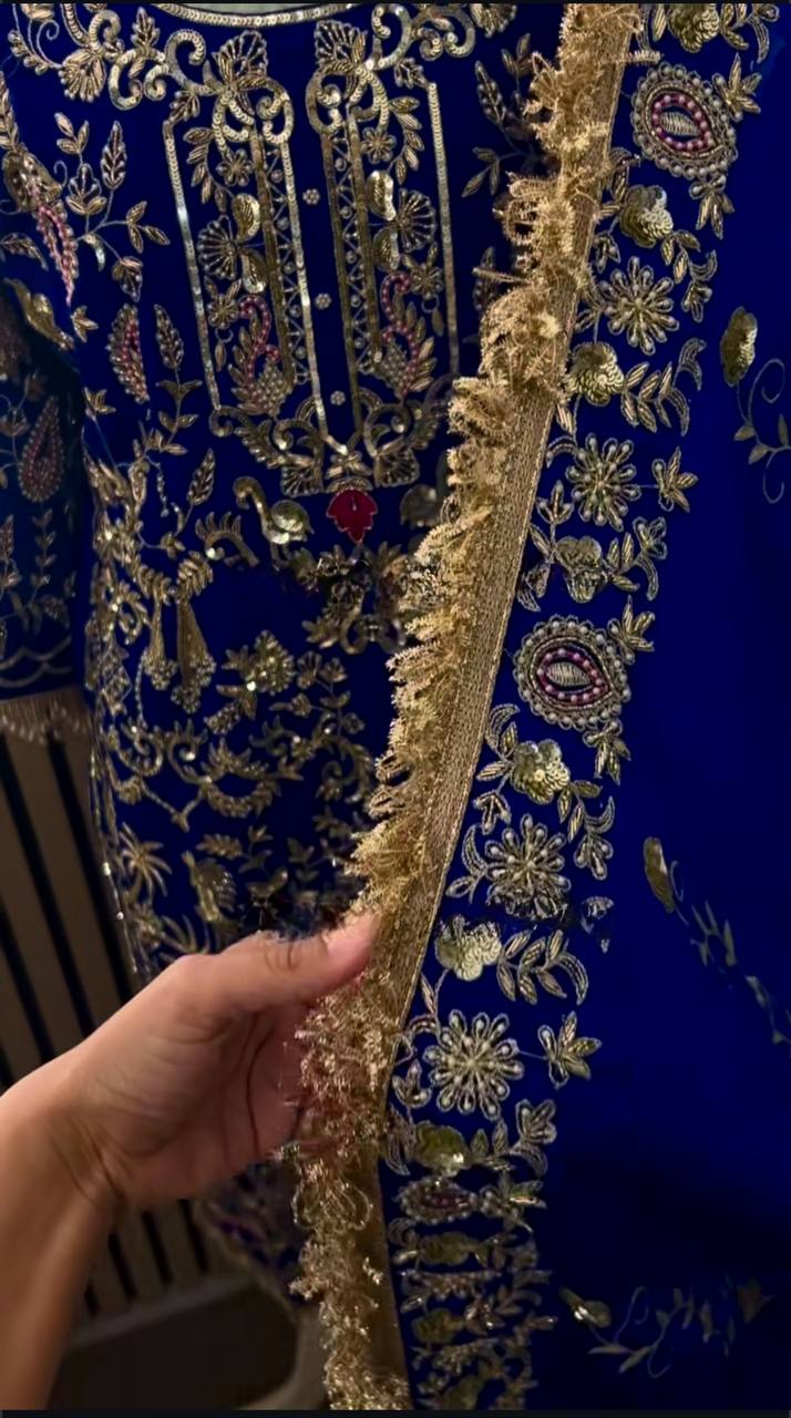 Women’s Natural Crepe Embroidered Dhoti Salwar Set with Dupatta | Sequin Work Kurti & Dhoti | Fully Stitched Party Wear Suit