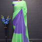 Green&Purple Women's Bollywood Digital Printed Faux Georgette Saree With Tafeta Silk Blouse(Un-Stiched)