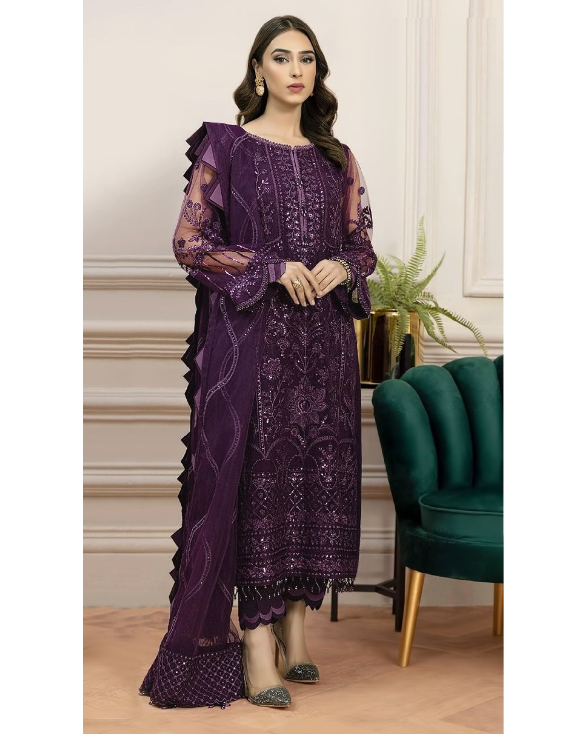 chinese dress ladies Georgette With Heavy Embroidery Work Stylish Designer Pakistani Functi –  Dealbazaarsonline.com