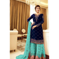 Blue Designer Georgette Pakistani Style Salwar Kameez Wedding Party Wear Anarkali Suit With Palazzo Salwar Suit For Women