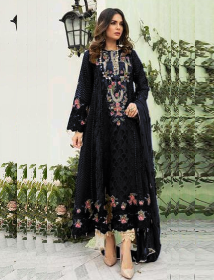 Wine Womens Designer Party Wear Fox Georgette Pakistani Salwar Kameez With Duaptta