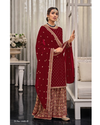 Traditional Wear Embroidery Work Palazzo Suit Georgette Pakistani Salwar Suit For Womens