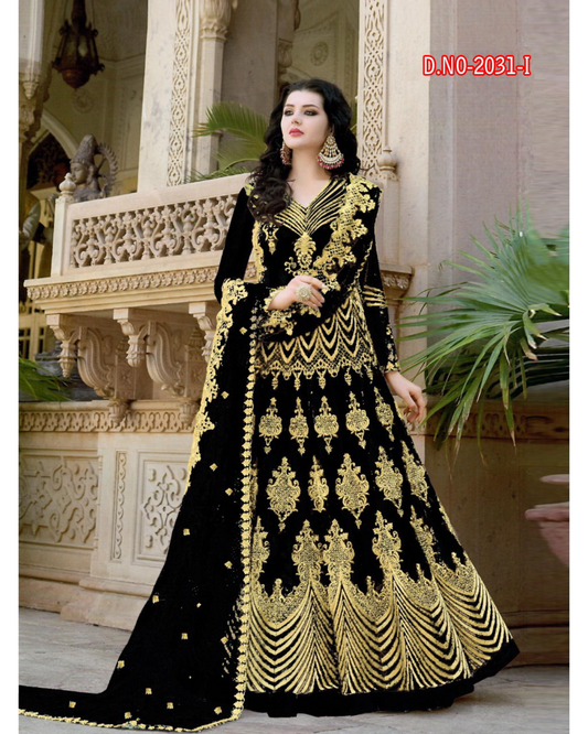 Wedding Wear Butterfly Net Embroidered Anarkali Semi Stitched Gown With Dupatta