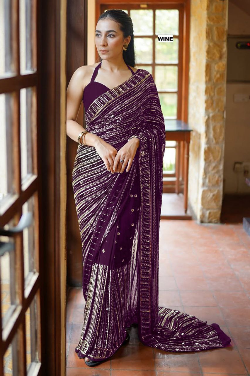 Bollywood glamour with our Dazzling Diva saree a masterpiece crafted from premium 60-gram heavy Georgette fabric