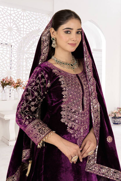 Designer Heavy Viscose Velvet Suit Set with Full Embroidery & Sequins Work, Fully Stitched Top, Pant & Dupatta Party & Wedding Wear for Women