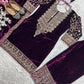 Designer Heavy Viscose Velvet Suit Set with Full Embroidery & Sequins Work, Fully Stitched Top, Pant & Dupatta Party & Wedding Wear for Women