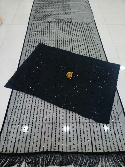 Black Saree Color With Sequence Work Bollywood Saree for Festival Party Wear Saree
