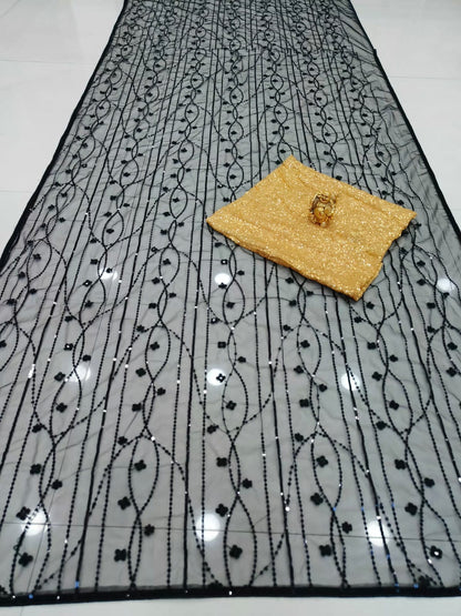 Black Indian Bollywood Saree for Women Ready to Wear Indian Wedding Party Wear Saree|Sequins work saree with stitched blouse|Wedding