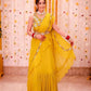 YELLOW NEW DESIGNER PARTY WEAR LAHENGA SAREE WITH STICH BLOUSE WITH EMBROIDERY WORK SAREE BEST FOR  HALDI FUNCTION