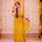YELLOW NEW DESIGNER PARTY WEAR LAHENGA SAREE WITH STICH BLOUSE WITH EMBROIDERY WORK SAREE BEST FOR  HALDI FUNCTION