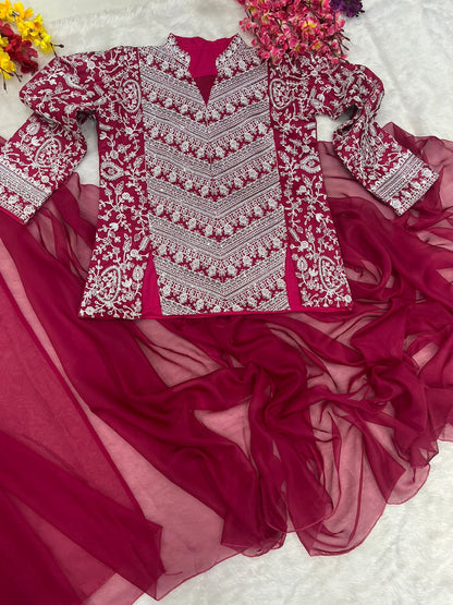 New Super Trending Embroidery cording work ready to wear saree with full koti