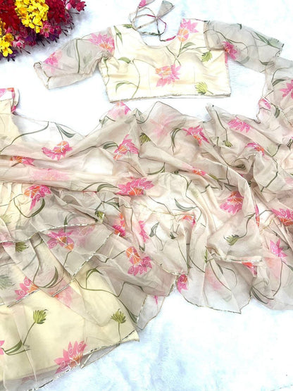 NEW DESIGNER PARTY WEAR LAHENGA SAREE WITH STICH CHOLI WITH EMBROIDERY WORK