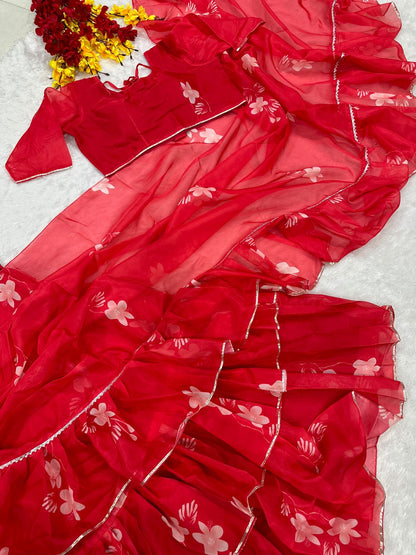 NEW DESIGNER PARTY WEAR LAHENGA SAREE WITH STICH CHOLI WITH EMBROIDERY WORK