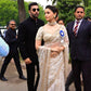 Alia Bhatt Inspired Off White Organza Silk Saree With Embroidery Work, Designer Saree, Bollywood Ready To Wear Saree