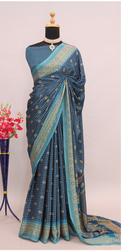 Beautiful Partywear Bollywood Fashionable Fancy Turkey Crape  silk Saree Beautiful  Indian Women Wedding Traditional Saree