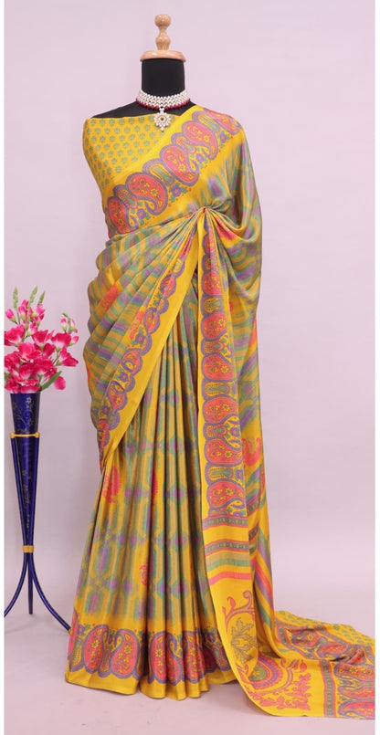 Beautiful Partywear Bollywood Fashionable Fancy Turkey Crape  silk Saree Beautiful  Indian Women Wedding Traditional Saree
