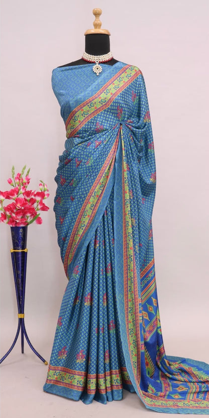 Beautiful Partywear Bollywood Fashionable Fancy Turkey Crape  silk Saree Beautiful  Indian Women Wedding Traditional Saree