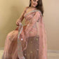 Pink Premium Heavy Organza Silk Saree with Thread and Sequins Embroidery, Wedding wear Saree, Party wear Designer Organza Silk Sari Blouse