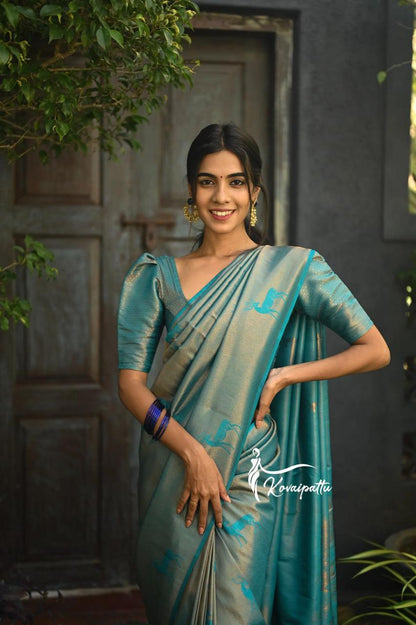 Women's Soft Lichi Silk Lightweight Casual Wear Saree With Unstiched Blouse Piece