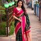 Designer Soft Litchi Silk Lace Border Saree With Unstitched Blouse