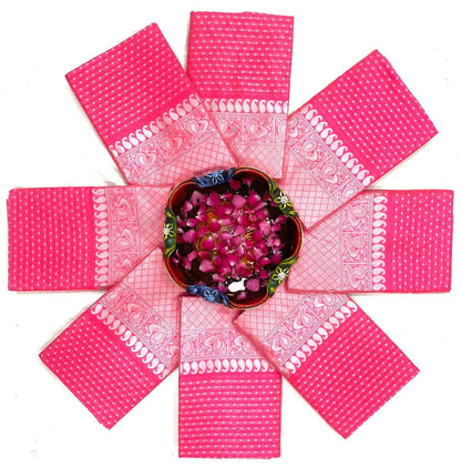 Women Pink Woven Jacquard and Cotton Silk Saree with Unstiched Blouse