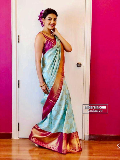 Sky Purple Soft Lichi Silk Saree With Haevy Weaving Rich Pallu Exclusive Extra Ordinery party wear Stunning Look Saree