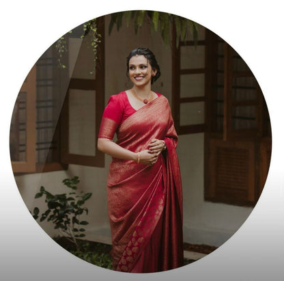 Women's wedding saree collections Banarasi Soft Silk Saree With Unstitched Blouse