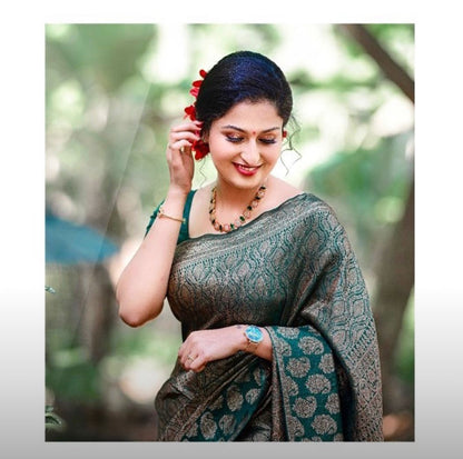 Women's wedding saree collections Banarasi Soft Silk Saree With Unstitched Blouse