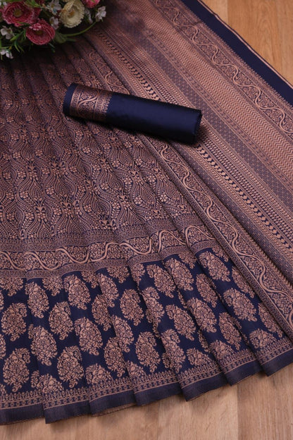 Women's wedding saree collections Banarasi Soft Silk Saree With Unstitched Blouse