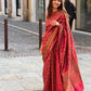 Women's PIink Color Soft Litchi Silk Saree with Unstitched Blouse Piece.