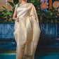 Wine  & Cream Women's Kanchipuram Pattu Silk Jacquard Saree With Blouse